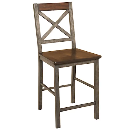 24" X-Back Counter Height Stool with Metal Frame